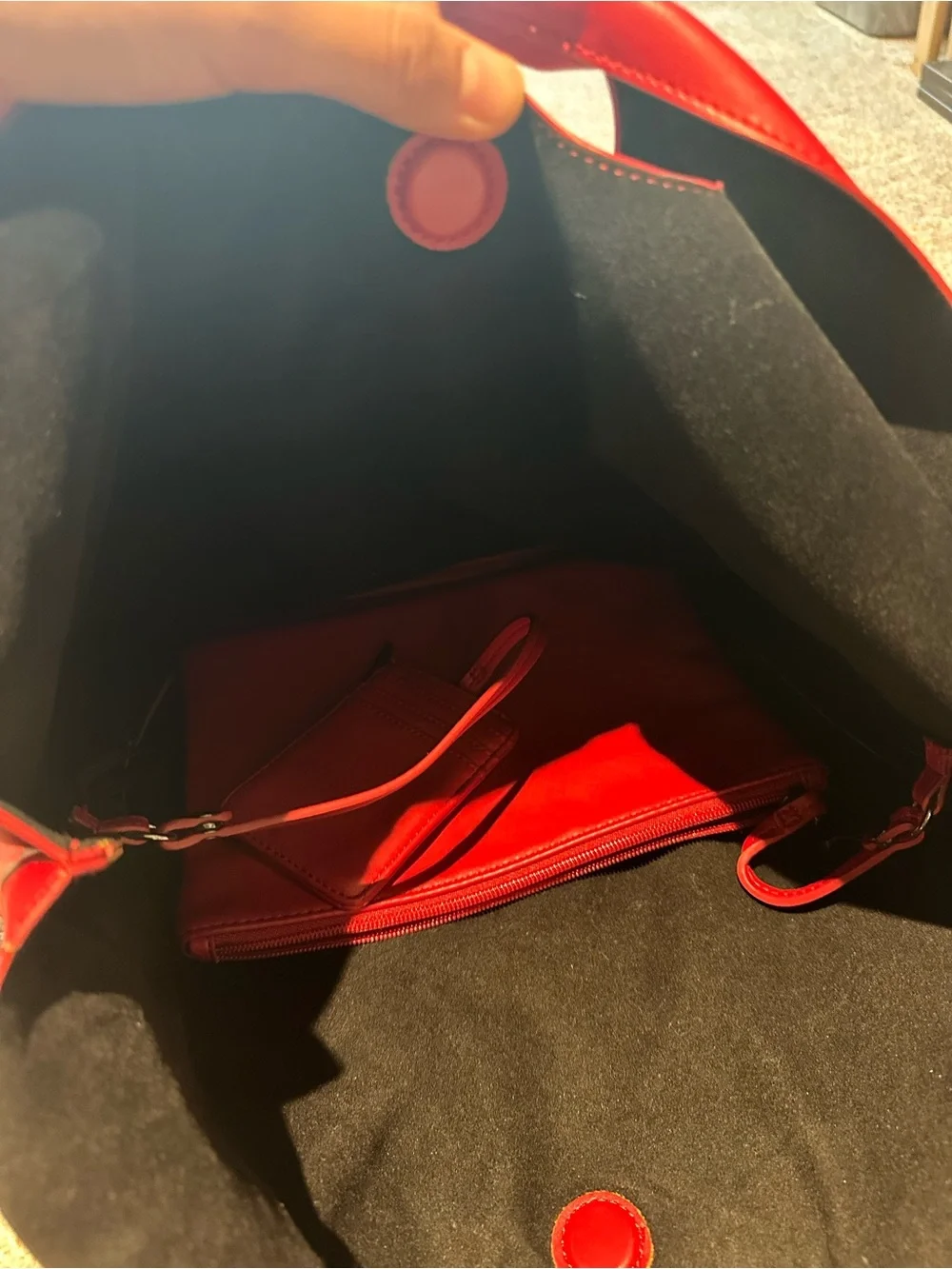 NEW Sam Edelman Red Leather Tote Bag with Wristlet and Card Pouch bag set
